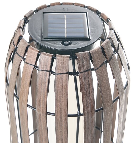 Vonkajší solárny LED lampáš tmavohnedý syntetický materiál železo energeticky úsporný záhrada terasa
