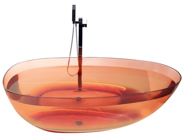 Voľne stojaca vaňa priehľadná červená z materiálu solid surface 169 x 78 cm oválne pre jednu osobu moderný dizajn