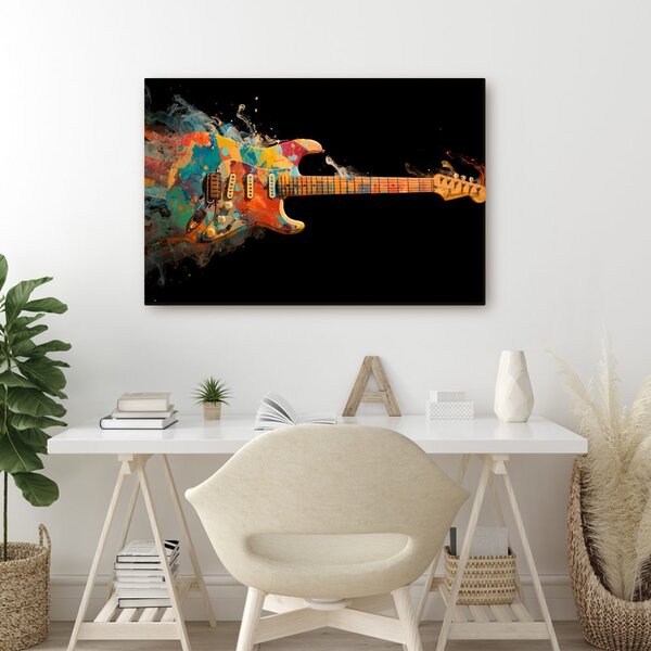 Obraz gitara v farebnom víre