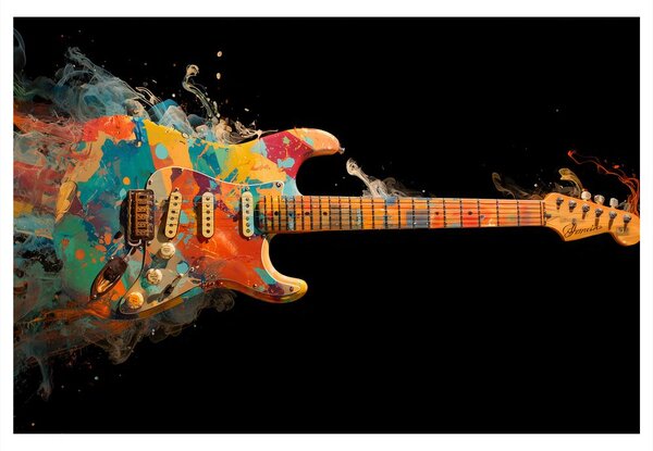 Obraz gitara v farebnom víre