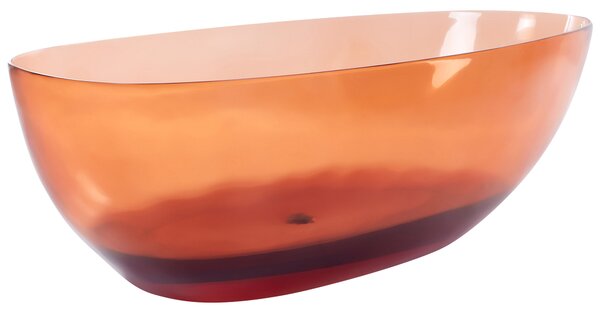 Voľne stojaca vaňa priehľadná červená z materiálu solid surface 169 x 78 cm oválne pre jednu osobu moderný dizajn