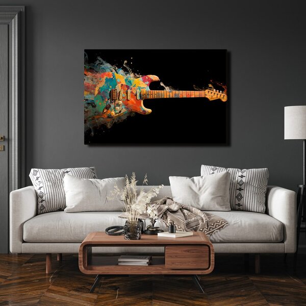 Obraz gitara v farebnom víre