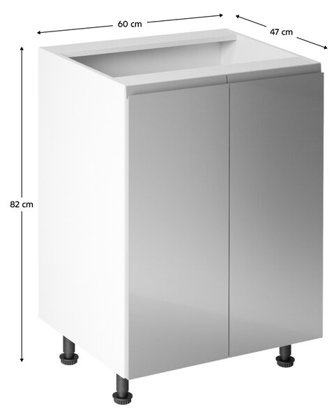 KONDELA Spodná skrinka, biela/sivá extra vysoký lesk, AURORA D602F