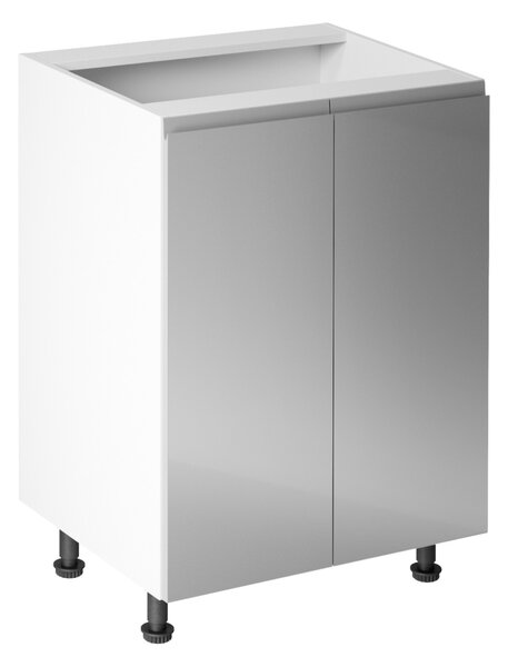 KONDELA Spodná skrinka, biela/sivá extra vysoký lesk, AURORA D602F