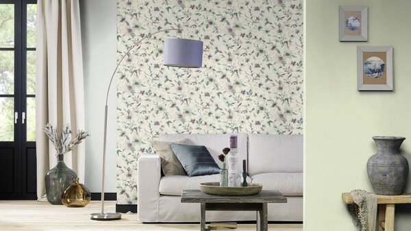 RASCH | Vliesová tapeta na stenu Country Charme 448603 | 0,53 x 10,05 m | zelená