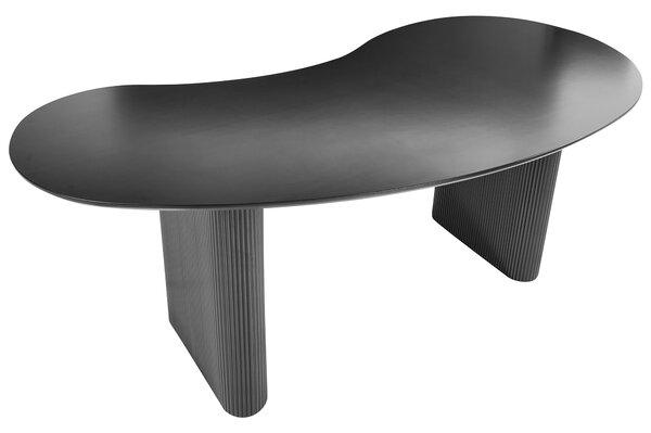 Jedálenský stôl čierny MDF vrchná doska nohy 198 x 93 cm nepravidelný tvar moderný industriálny štýl kuchyňa jedáleň