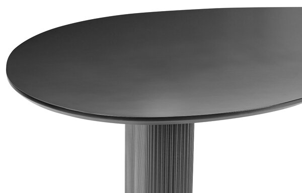 Jedálenský stôl čierny MDF vrchná doska nohy 198 x 93 cm nepravidelný tvar moderný industriálny štýl kuchyňa jedáleň