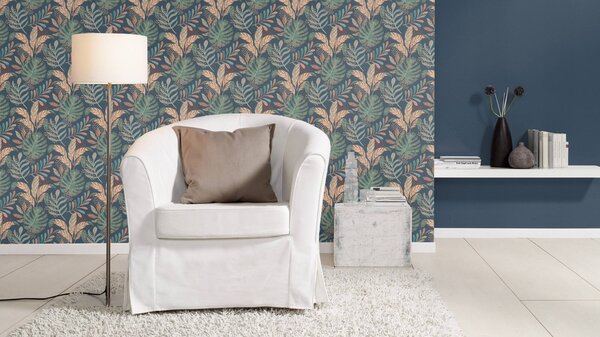 RASCH | Vliesová tapeta na stenu Country Charme 452082 | 0,53 x 10,05 m | modrá
