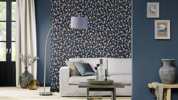 RASCH | Vliesová tapeta na stenu Country Charme 452082 | 0,53 x 10,05 m | modrá