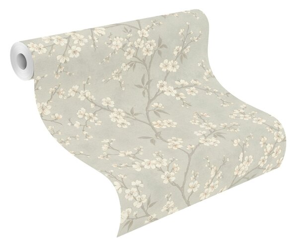 RASCH | Vliesová tapeta na stenu Country Charme 456752 | 0,53 x 10,05 m | šedá, biela, zlatá