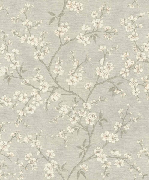 RASCH | Vliesová tapeta na stenu Country Charme 456752 | 0,53 x 10,05 m | šedá, biela, zlatá