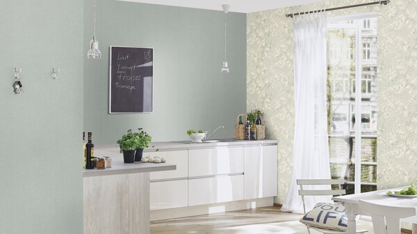RASCH | Vliesová tapeta na stenu Country Charme 456752 | 0,53 x 10,05 m | šedá, biela, zlatá