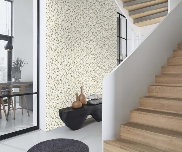 RASCH | Vliesová tapeta na stenu Country Charme 486148 | 0,53 x 10,05 m | béžová, zelená