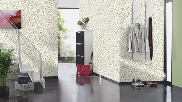 RASCH | Vliesová tapeta na stenu Country Charme 486148 | 0,53 x 10,05 m | béžová, zelená