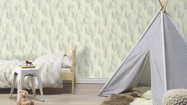 RASCH | Vliesová tapeta na stenu Country Charme 486230 | 0,53 x 10,05 m | zelená, béžová