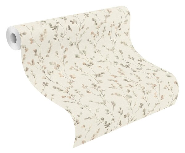 RASCH | Vliesová tapeta na stenu Country Charme 486131 | 0,53 x 10,05 m | krémová, šedá, ružová