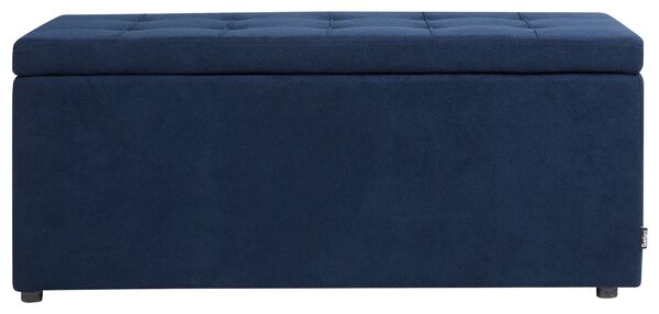 Taburet modrý 100 x 42 x 40 cm polyester čalúnená taburetka úložný priestor obývacia izba moderný štýl