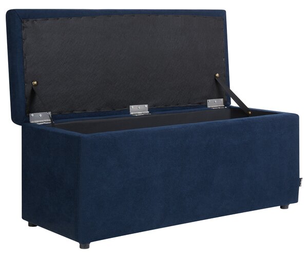 Taburet modrý 100 x 42 x 40 cm polyester čalúnená taburetka úložný priestor obývacia izba moderný štýl