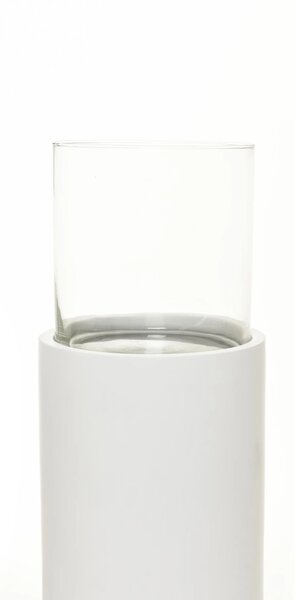 Okrúhly svietnik CANDIRO, sklolaminát, priemer 23 cm, biely