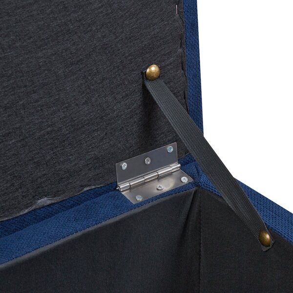 Taburet modrý 100 x 42 x 40 cm polyester čalúnená taburetka úložný priestor obývacia izba moderný štýl