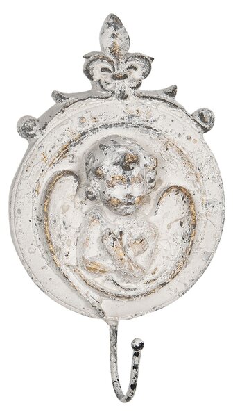 Vintage nástenný háčik s anjelikom a patinou - 14 * 4 * 25 cm