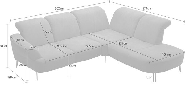 ROHOVÁ SEDAČKA, textil, bahenná hnedá Sit & More - Sedačky, Online Only
