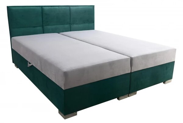 Zltahala.sk Čalúnená posteľ Kvadrat II, 200x160, zelená / šedá (an 4810/4817)