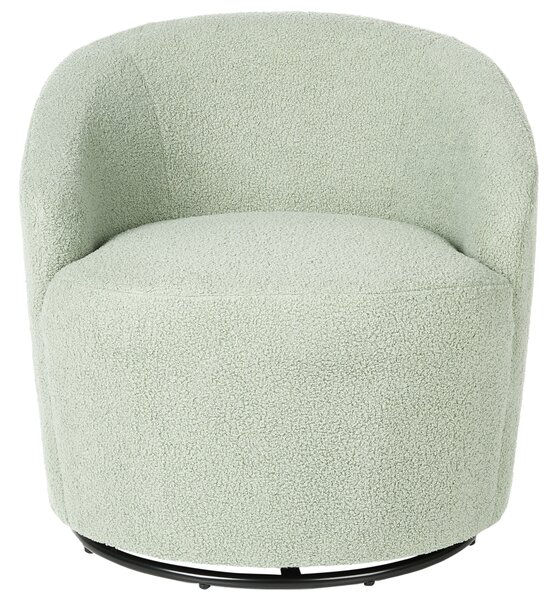 Kreslo svetlozelené buklé látka mäkké čierna otočná základňa o 360° retro glamour art deco štýl
