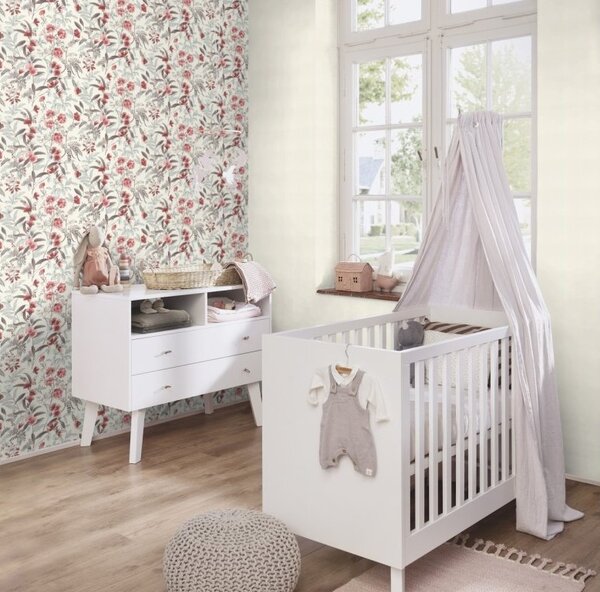 RASCH | Vliesová tapeta na stenu Country Charme 690705 | 0,53 x 10,05 m | biela