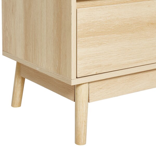 Komoda svetlé drevo MDF nohy z borovicového dreva úložný priestor 3 zásuvky moderný štýl obývacia izba spálňa