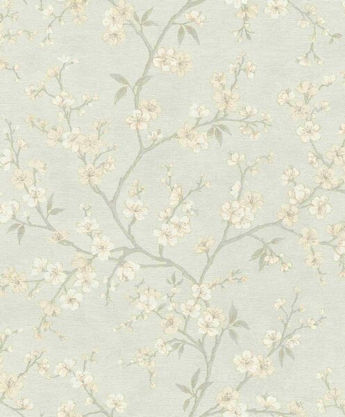 RASCH | Vliesová tapeta na stenu Country Charme 456769 | 0,53 x 10,05 m | zelená, šedá, zlatá