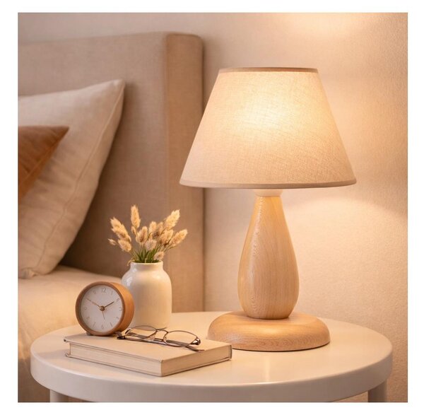Stolná lampa PERA 1xE27/60W/230V béžová/buk