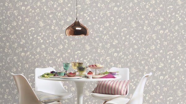 RASCH | Vliesová tapeta na stenu Country Charme 463828 | 0,53 x 10,05 m | šedá, biela