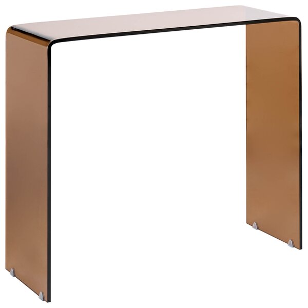 Konzolový stolík hnedý priehľadné tvrdené sklo 30 x 90 cm minimalistický obdĺžnikový moderný
