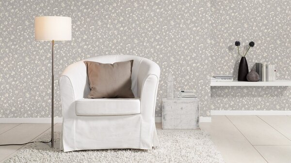 RASCH | Vliesová tapeta na stenu Country Charme 463828 | 0,53 x 10,05 m | šedá, biela