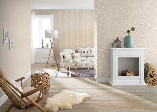 RASCH | Vliesová tapeta na stenu Country Charme 464016 | 0,53 x 10,05 m | béžová