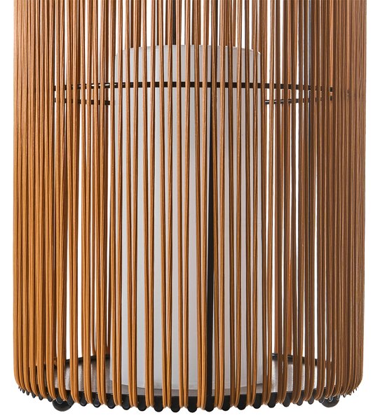 Solárny LED lampáš prírodný syntetický materiál energeticky úsporný rustikálny boho štýl