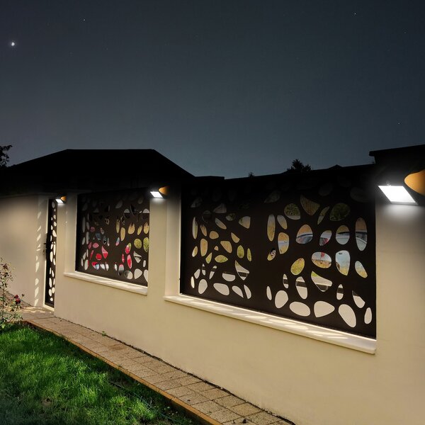 Exteriérové solárne nástenné LED svietidlo Butterfly, 1x LED 3,2w, čierna, pohybový senzor