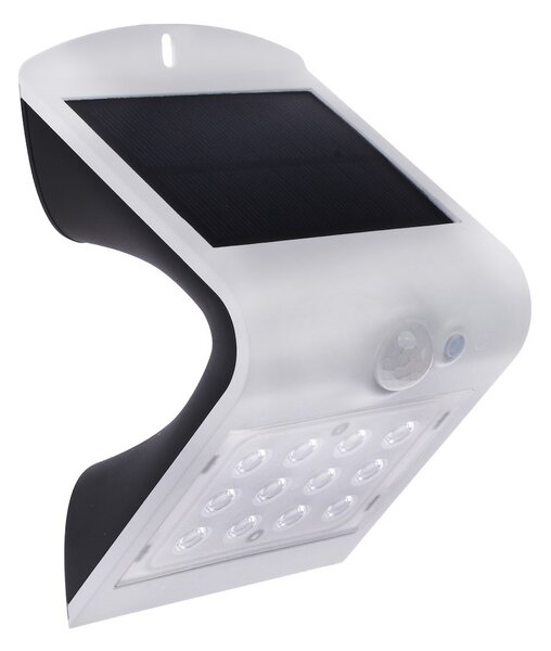 Exteriérové solárne nástenné LED svietidlo Butterfly, 1x LED 1,5w, biela, pohybový senzor