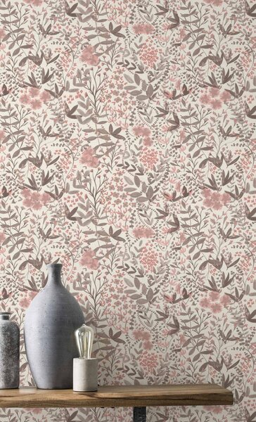 RASCH | Vliesová tapeta na stenu Country Charme 580761 | 0,53 x 10,05 m | biela, ružová, fialová