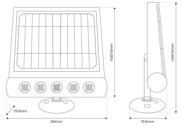 Exteriérové solárne LED svietidlo Talent, 4x LED 8w, čierna, pohybový senzor