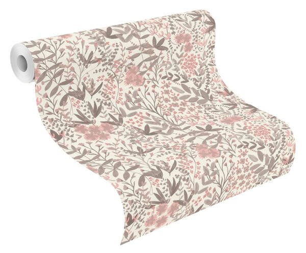 RASCH | Vliesová tapeta na stenu Country Charme 580761 | 0,53 x 10,05 m | biela, ružová, fialová
