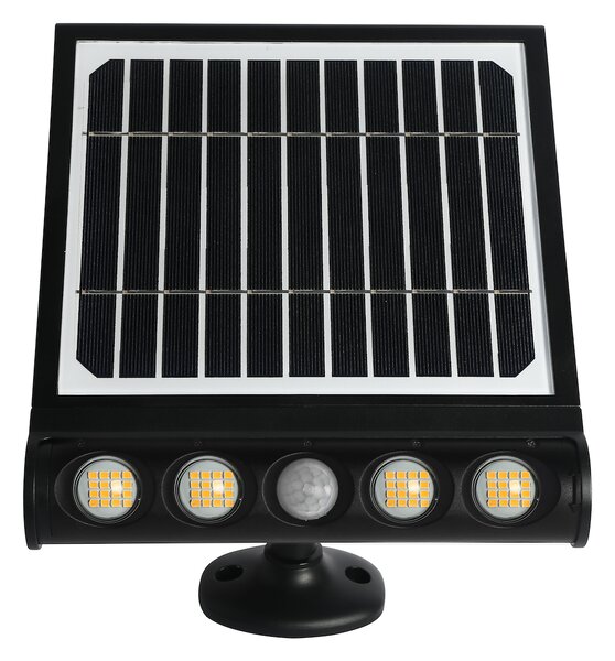 Exteriérové solárne LED svietidlo Talent, 4x LED 8w, čierna, pohybový senzor