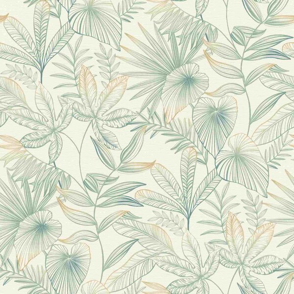 RASCH | Vliesová tapeta na stenu Country Charme 580914 | 0,53 x 10,05 m | biela, zelená