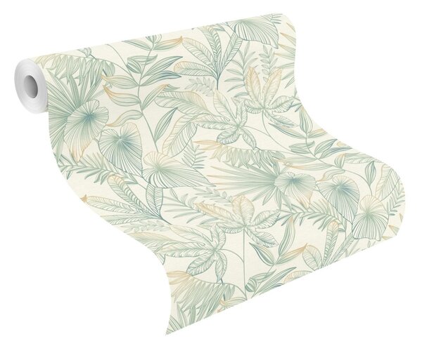 RASCH | Vliesová tapeta na stenu Country Charme 580914 | 0,53 x 10,05 m | biela, zelená