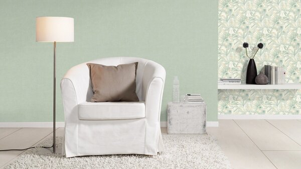 RASCH | Vliesová tapeta na stenu Country Charme 580914 | 0,53 x 10,05 m | biela, zelená