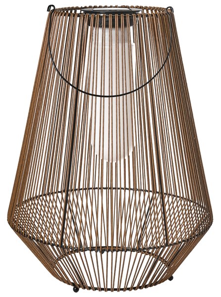 Solárny lampáš prírodný s LED syntetický materiál energeticky úsporný rustikálny boho štýl