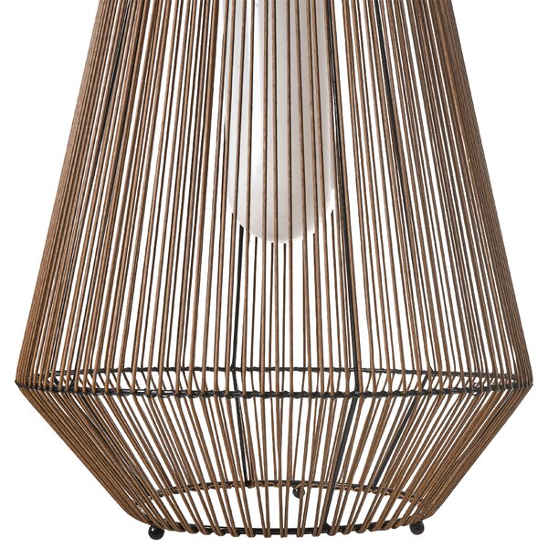 Solárny lampáš prírodný s LED syntetický materiál energeticky úsporný rustikálny boho štýl