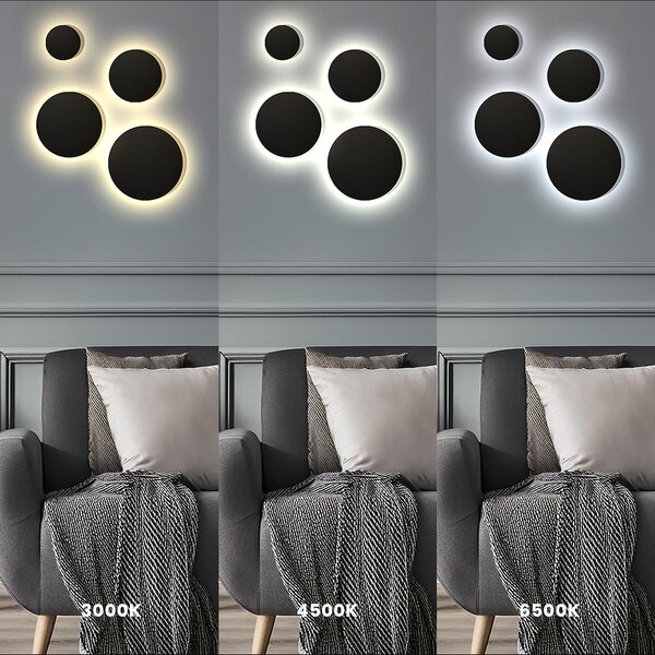Exteriérové nástenné LED svietidlo Disk, 1x LED 9w, CCT, čierna