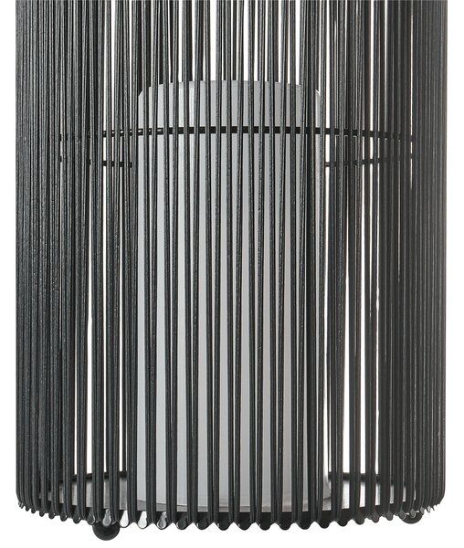 Solárny LED lampáš čierny syntetický materiál energeticky úsporný rustikálny boho štýl